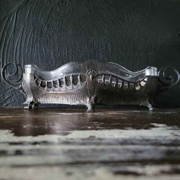 Antique Silverplate Art Nouveau Jardinière w/Glass Insert, WMF c.1900-1910 *Read - Picture 1 of 16